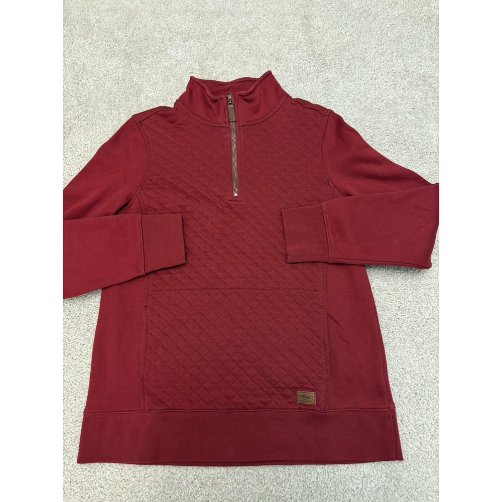 L.L. Bean Quilted 1/4 Zip Mock Neck Red Sweatshirt Women's Long Sleeve Size M
